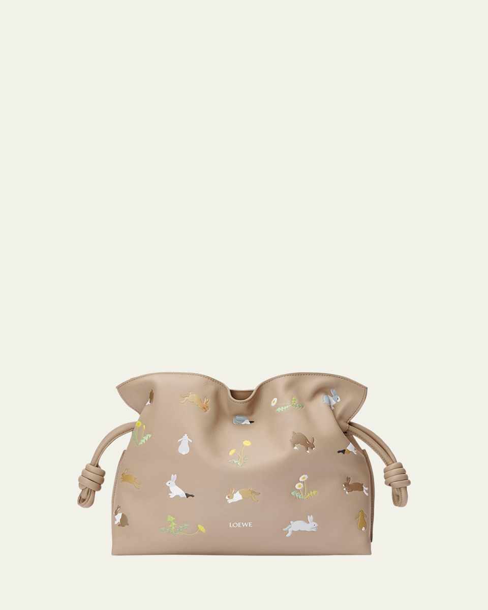 x Suna Fujita Flamenco Bunnies Printed Clutch Bag